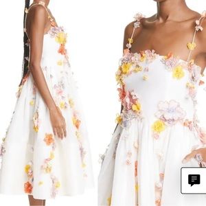 Zimmermann Postcard Appliquéd Linen and Silk-blend Midi Dress in White